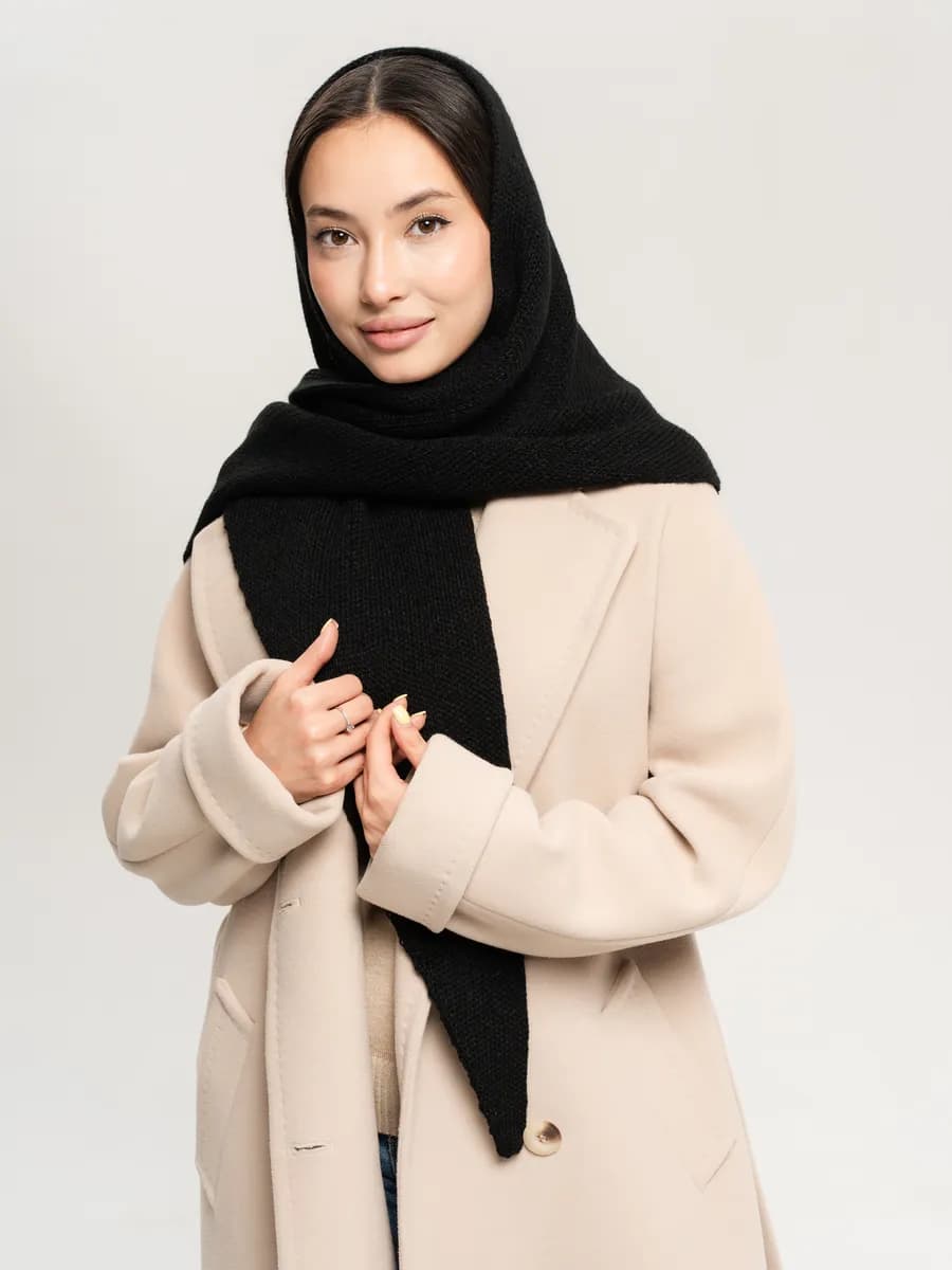 Косынка шаль вязаная теплая