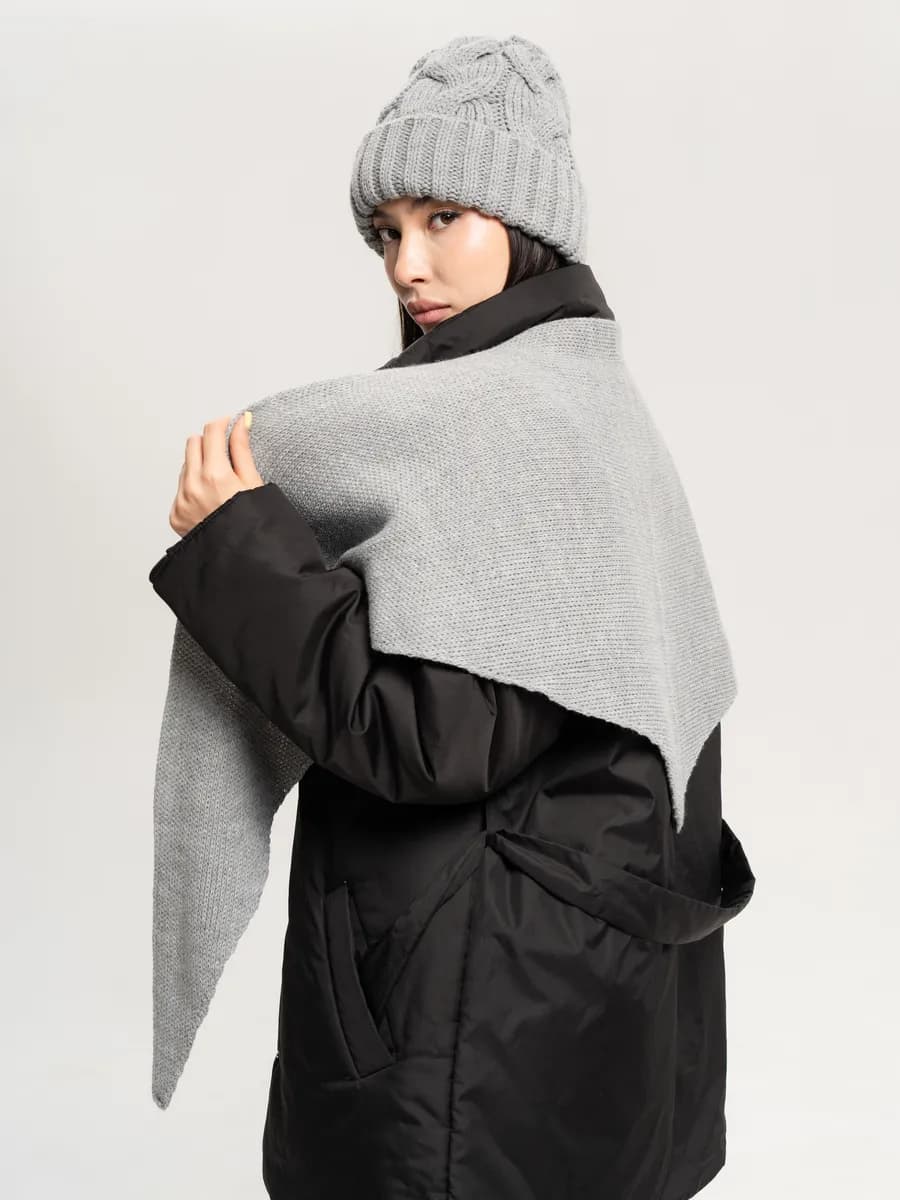 Косынка шаль вязаная теплая - фото 1