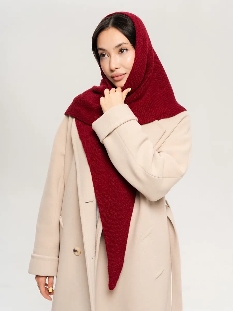 Косынка шаль вязаная теплая - фото 1