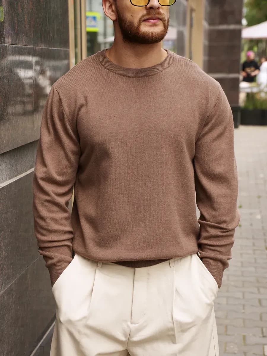 Оверсайз свитер вязаный тонкий без горла