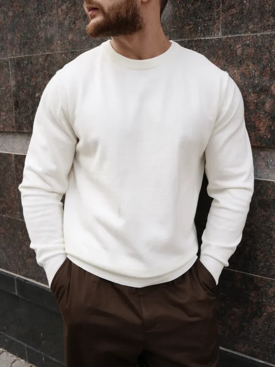 Оверсайз свитер вязаный тонкий без горла