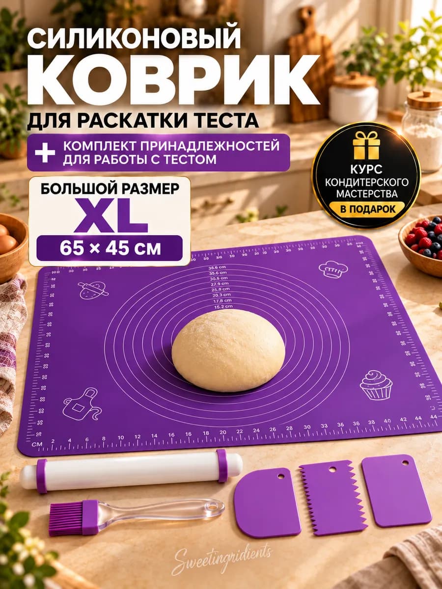 Силиконовый коврик для раскатки теста