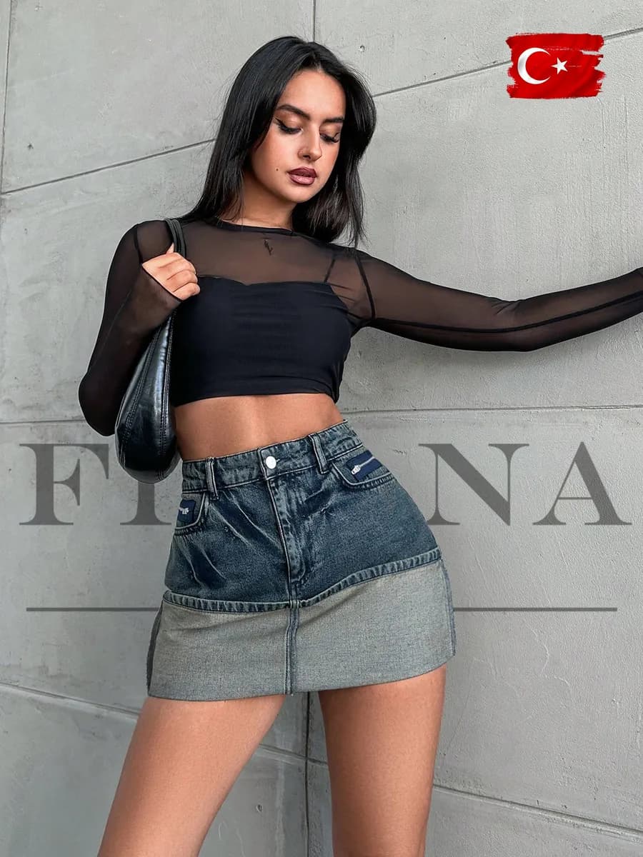 Юбка джинсовая мини короткая