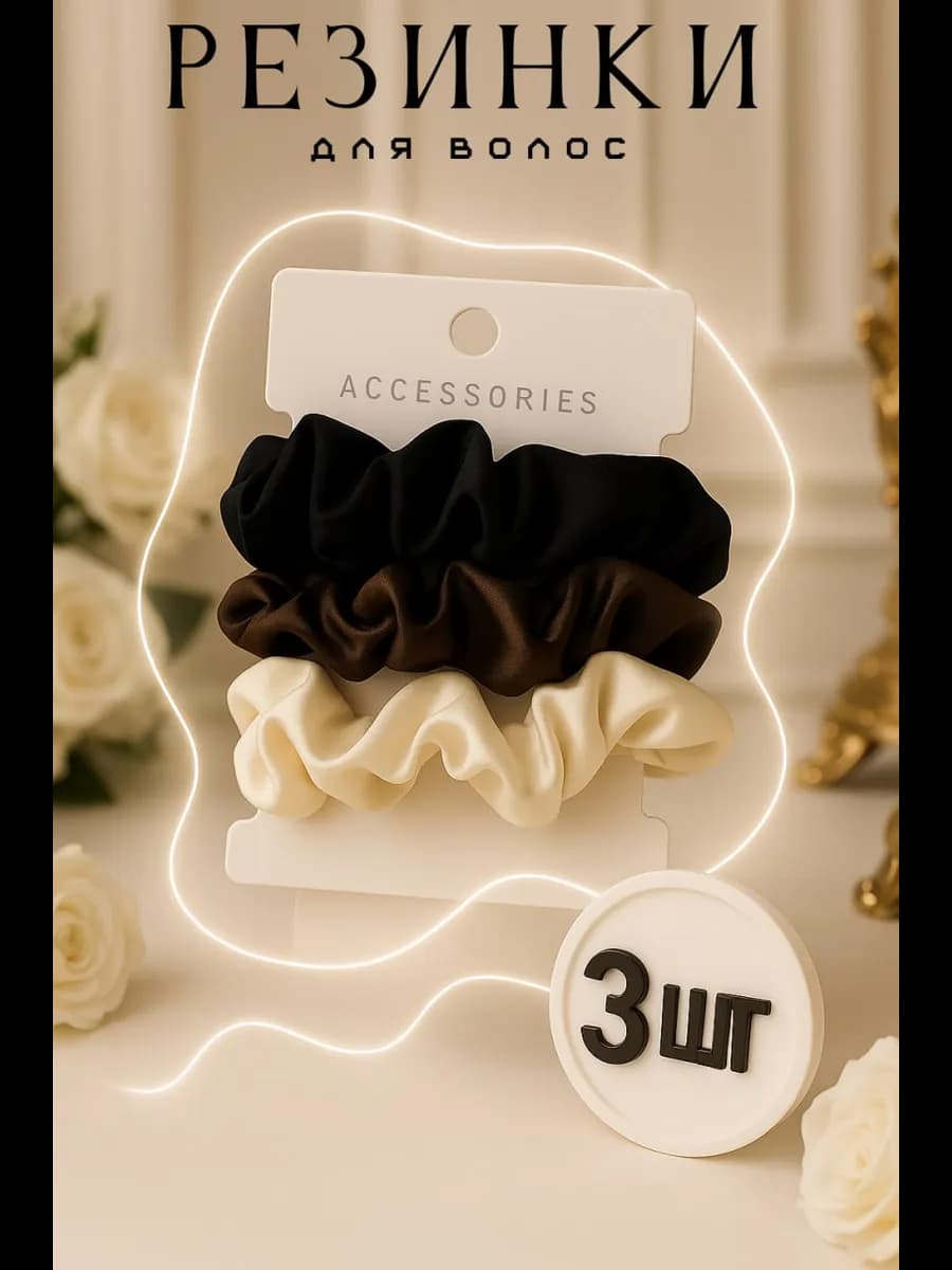 Резинки для волос шелковые набор атласные