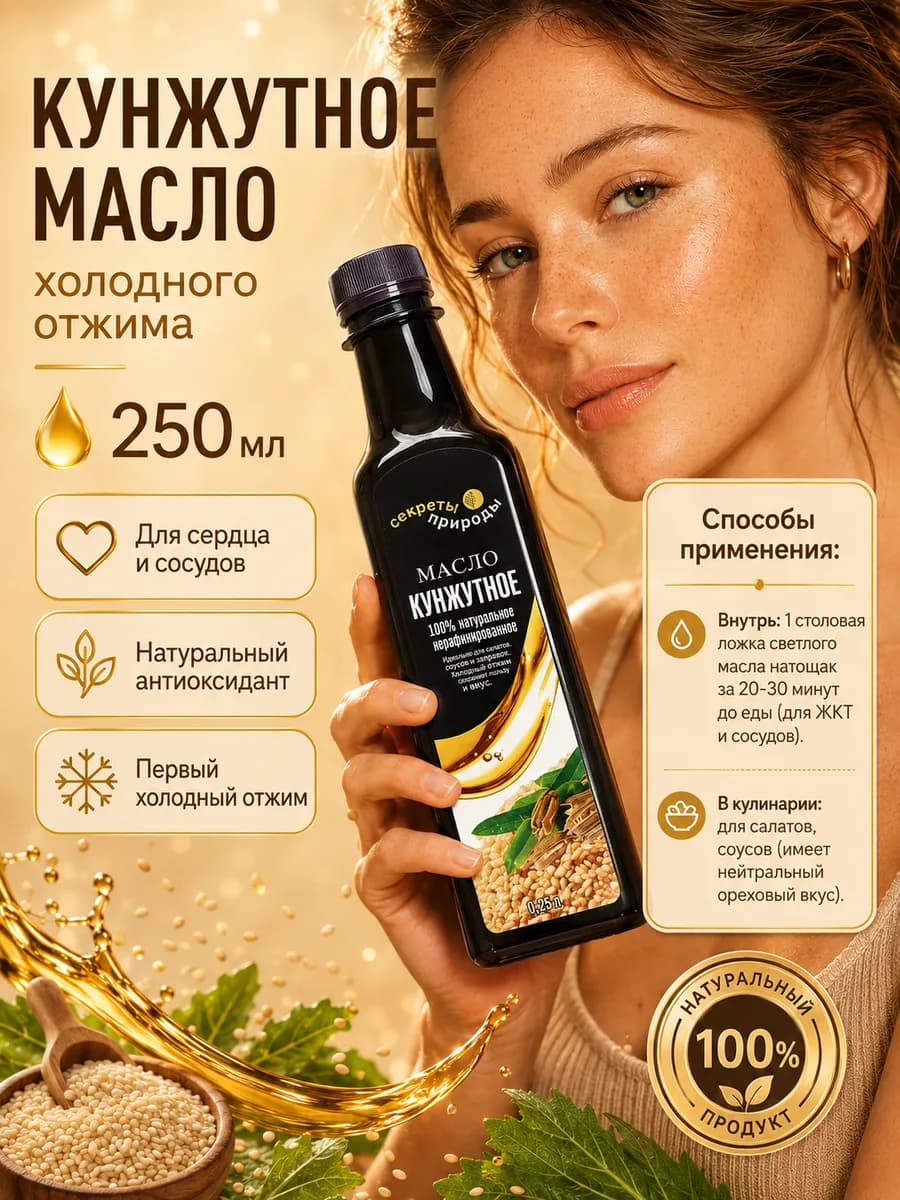 Кунжутное масло 250 мл. холодного отжима