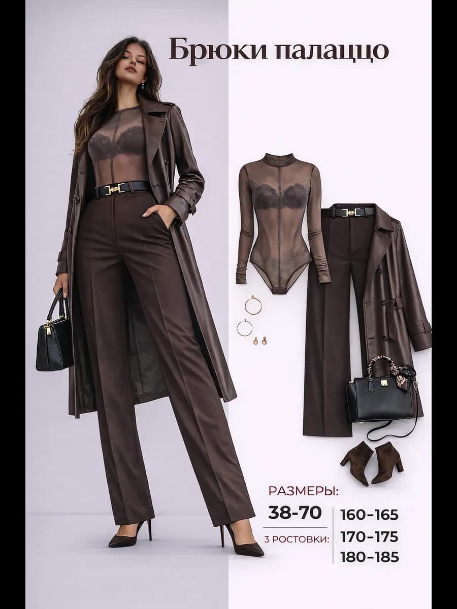 Брюки классические палаццо - фото 1