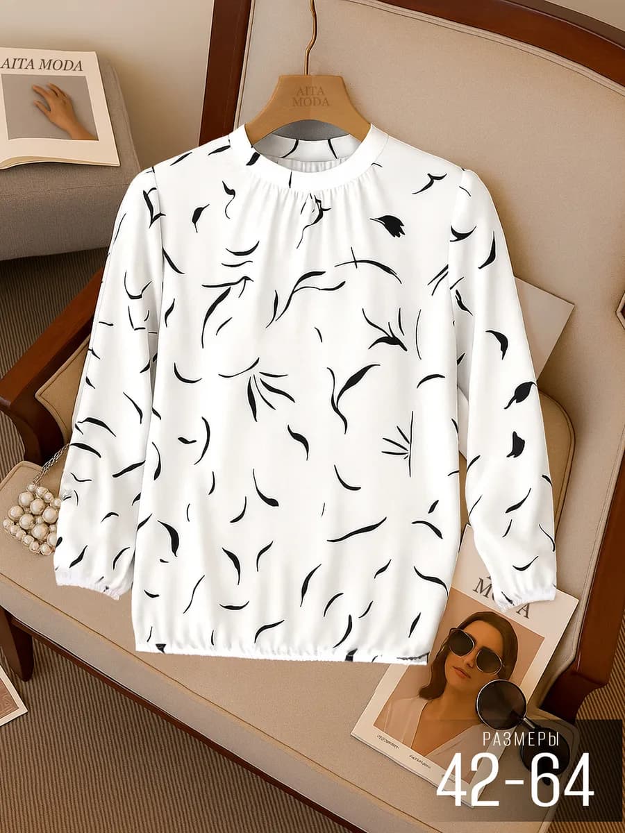 Блузка нарядная вечерняя больших размеров в офис - фото 1