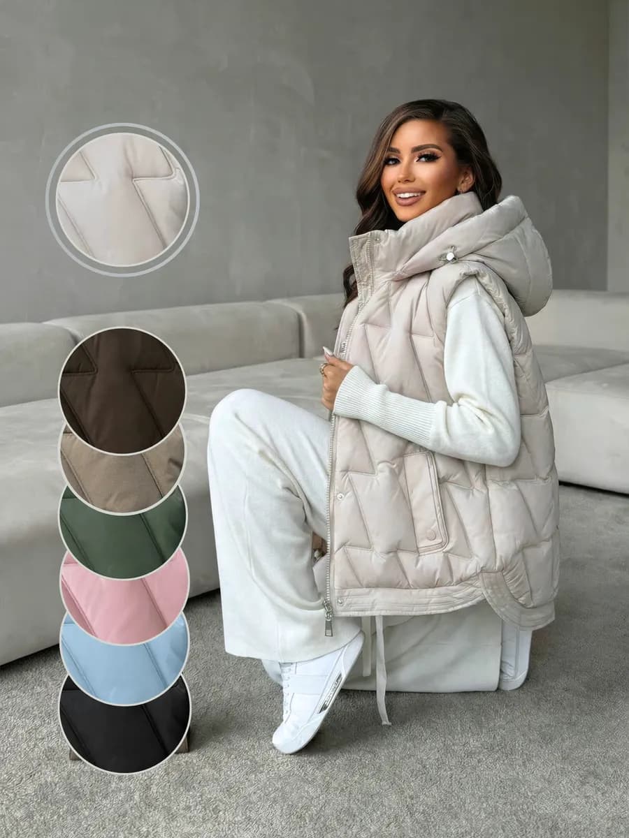 Жилетка утепленная весенняя стеганая оверсайз