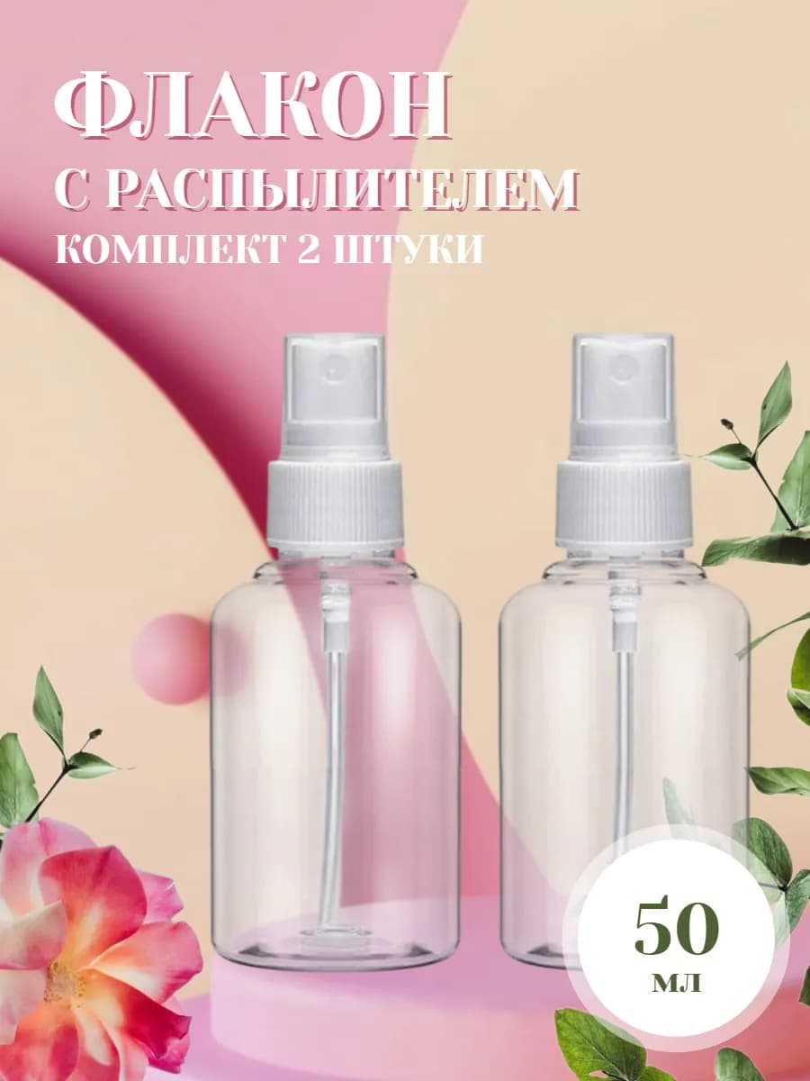 Дорожный флакон-спрей 50 мл для духов и парфюма 2 штуки