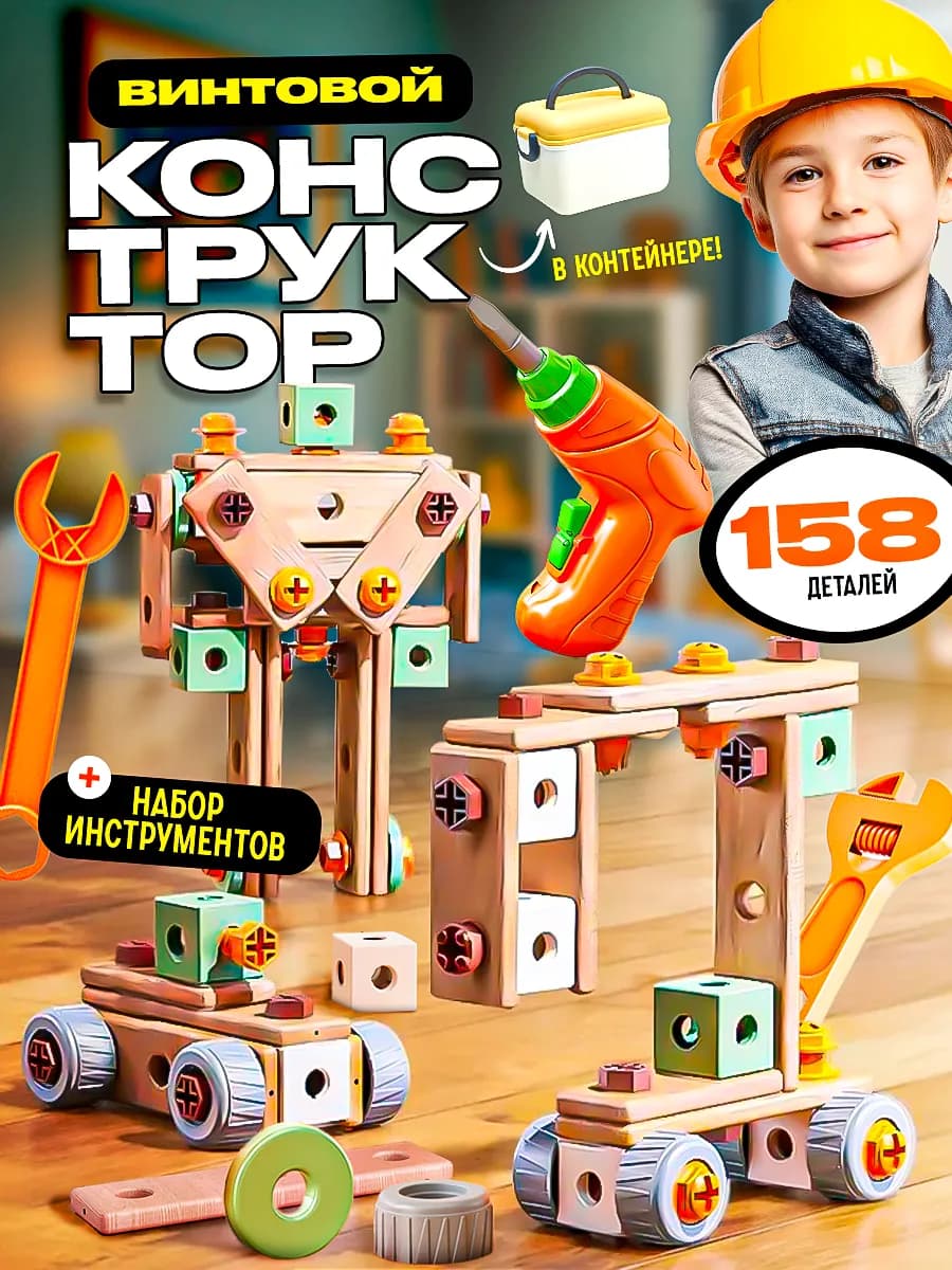 Развивающий конструктор для мальчиков с шуроповёртом