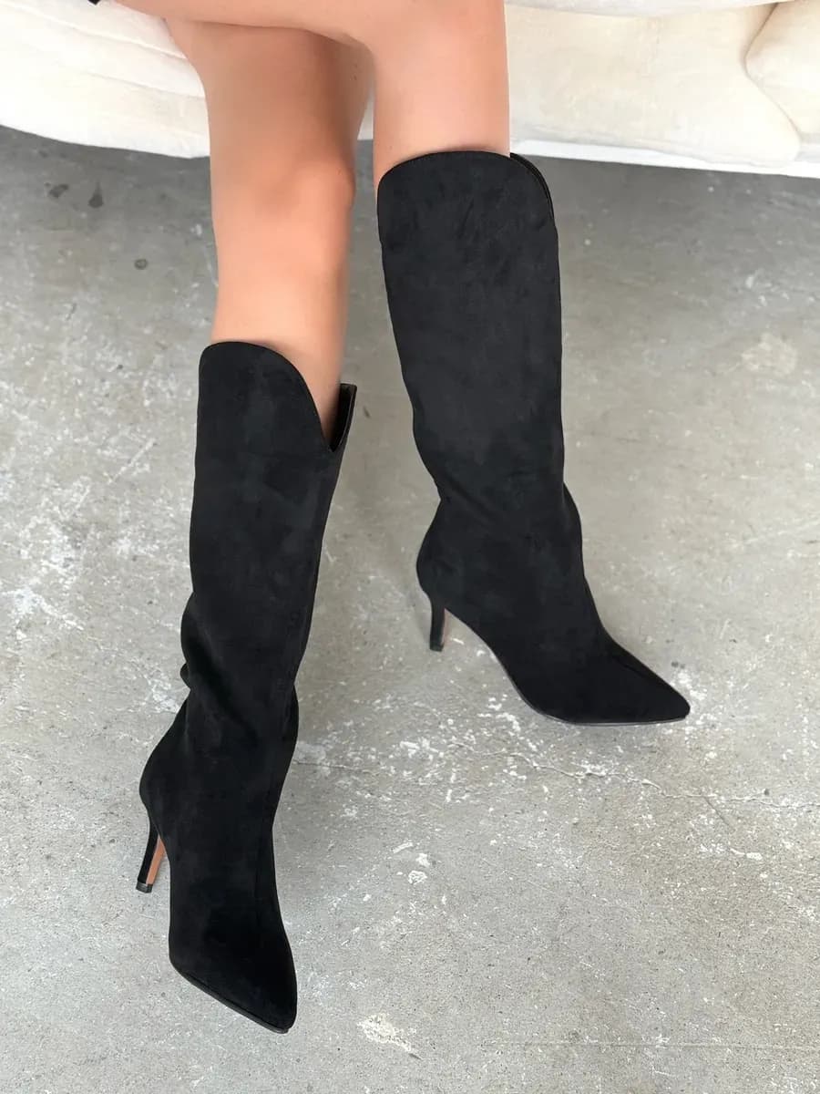 Сапоги трубы демисезонные на каблуке