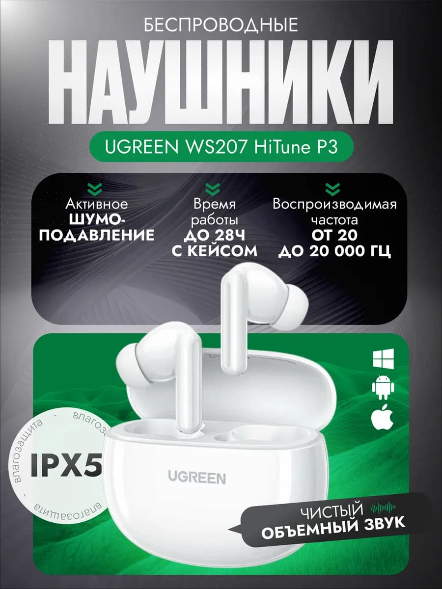 Беспроводные наушники HiTune P3 [WS207], белый