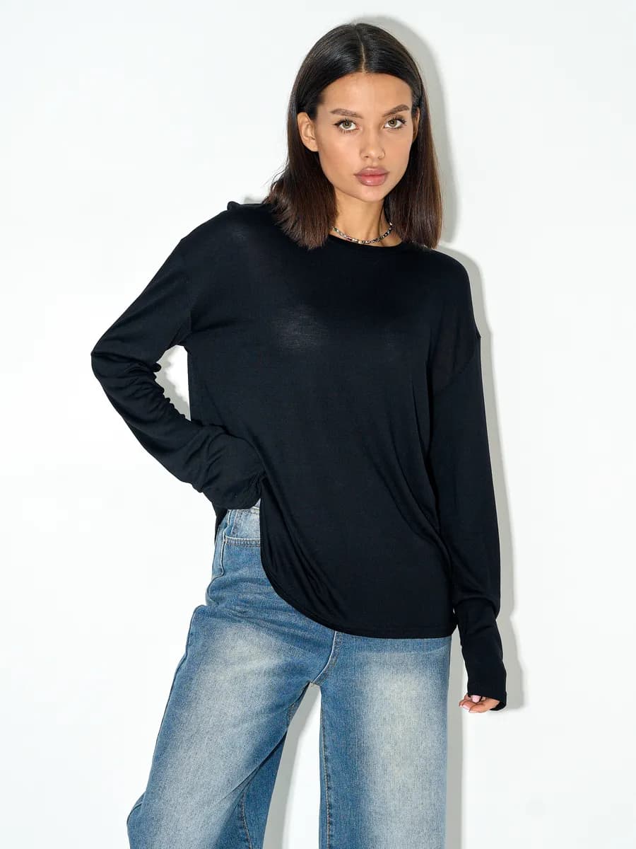 Лонгслив оверсайз полупрозрачный женский