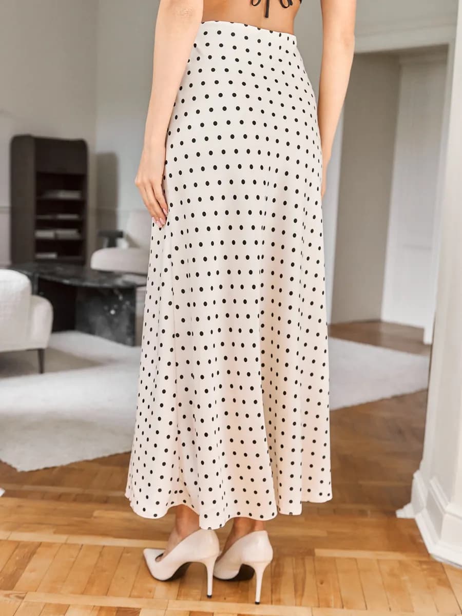 Юбка атласная вечерняя в горох