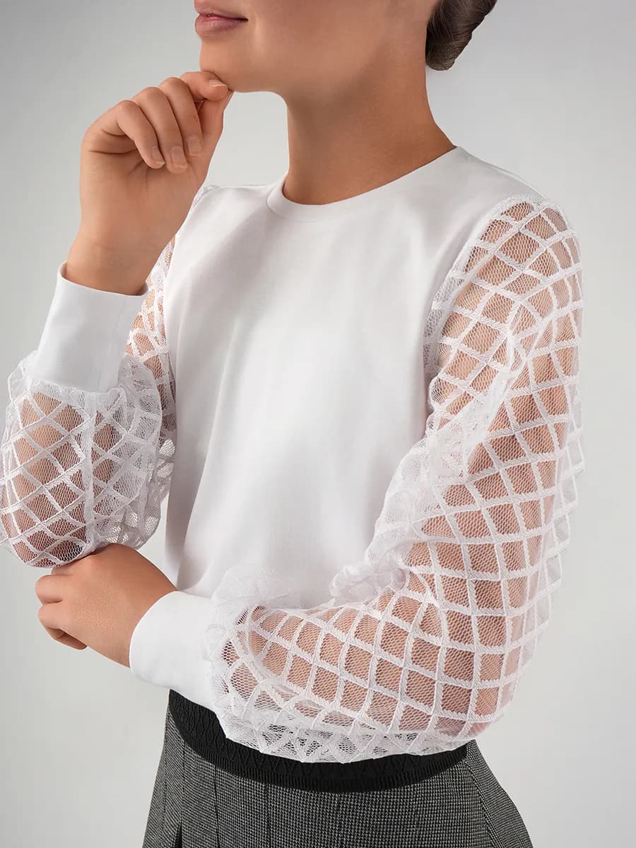 Блузка школьная детская с рукавом-фонариком