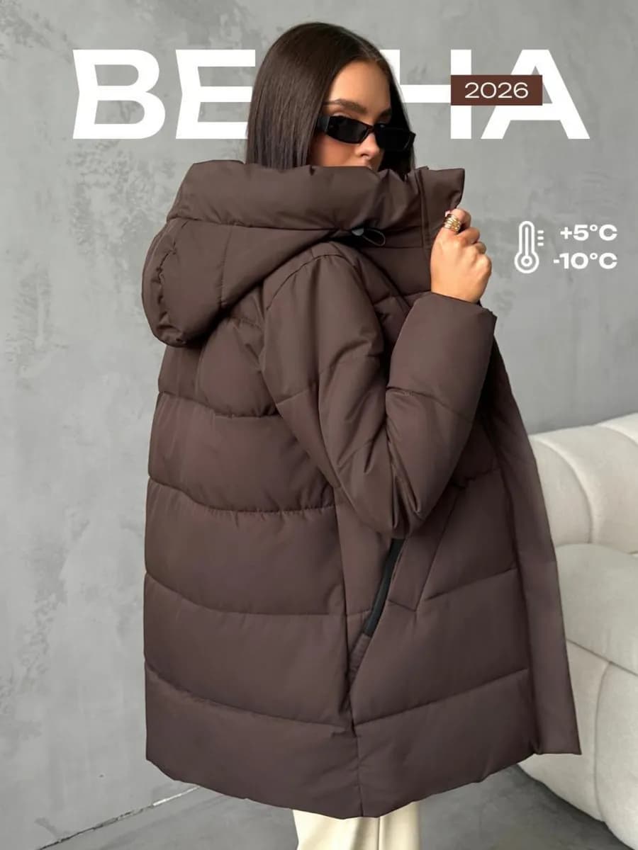 Куртка весенняя удлиненная с капюшоном