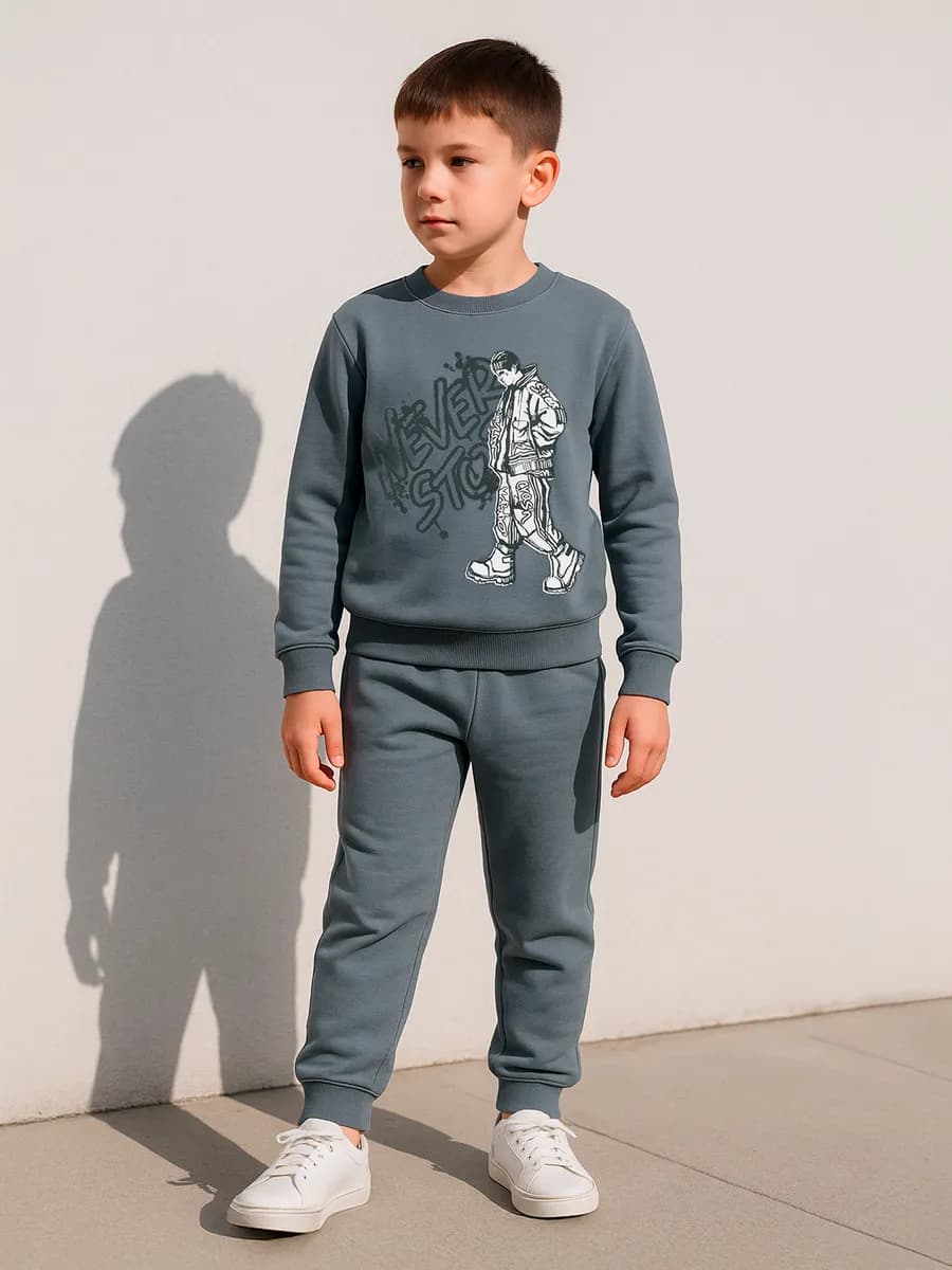 Спортивный костюм для мальчика серый без начеса