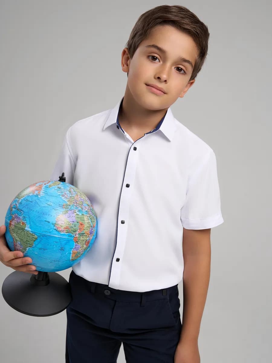 Рубашка с коротким рукавом на кнопках школьная