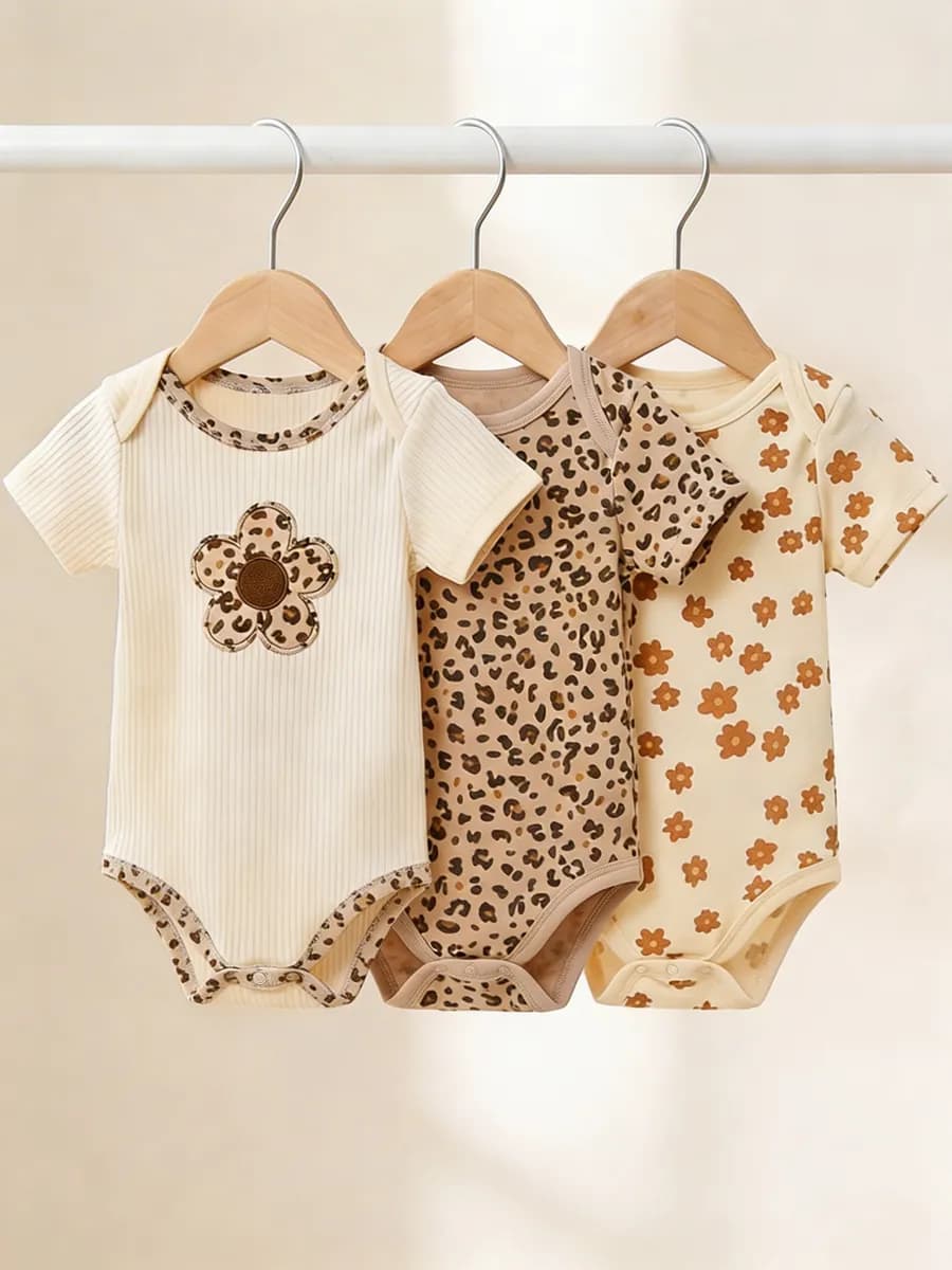 Набор боди для новорожденных девочек с коротким рукавом 3 шт