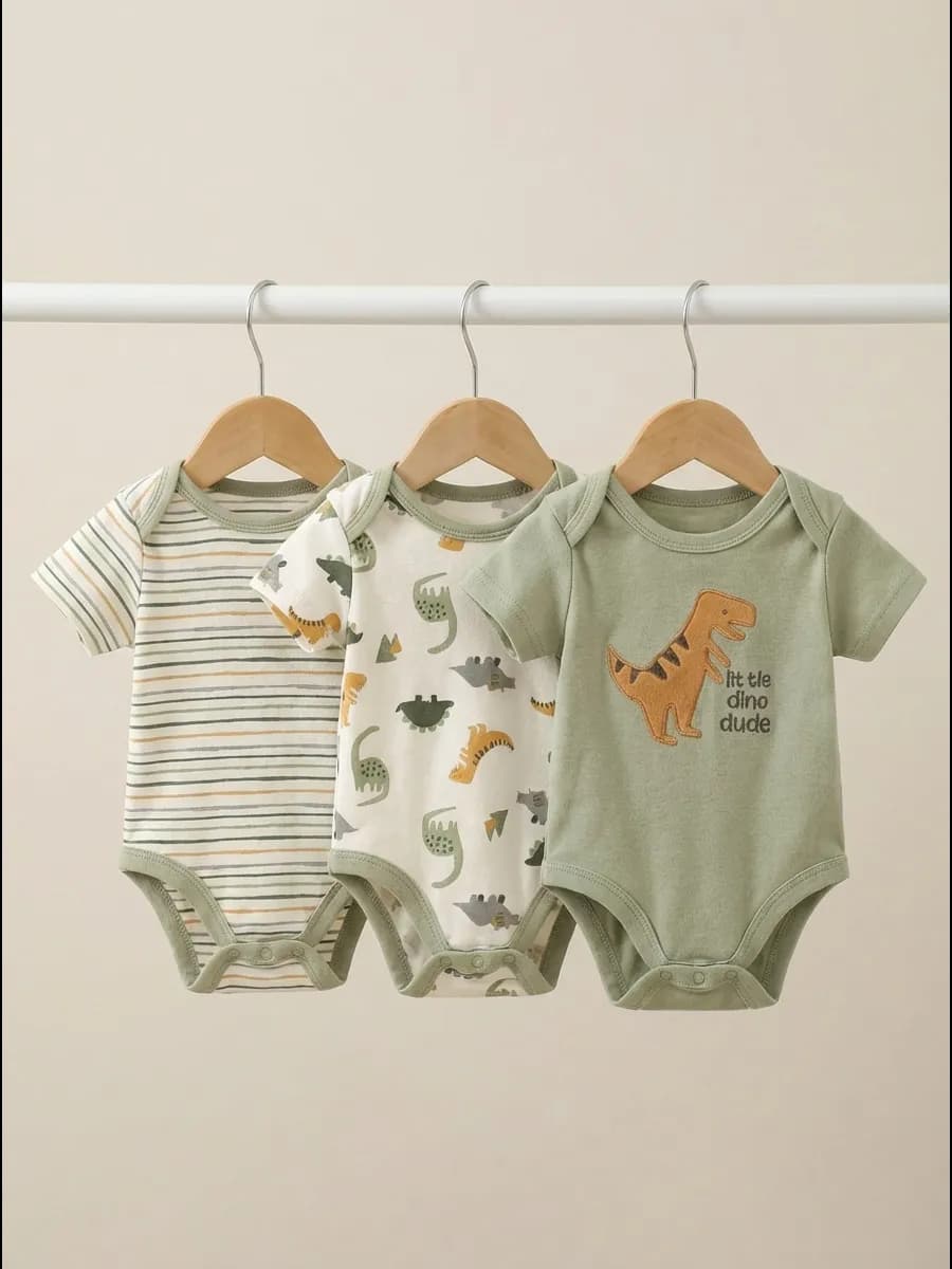 Набор боди для новорожденных с коротким рукавом 3 шт