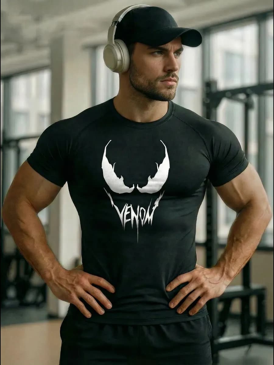 футболка спортивная компрессионная с принтом - фото 1