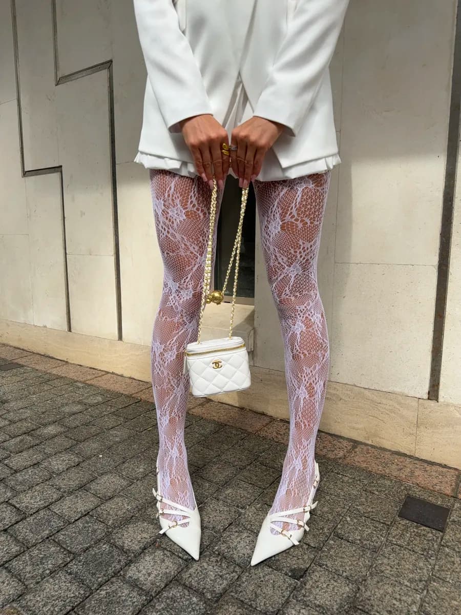 Колготки в сетку кружевные