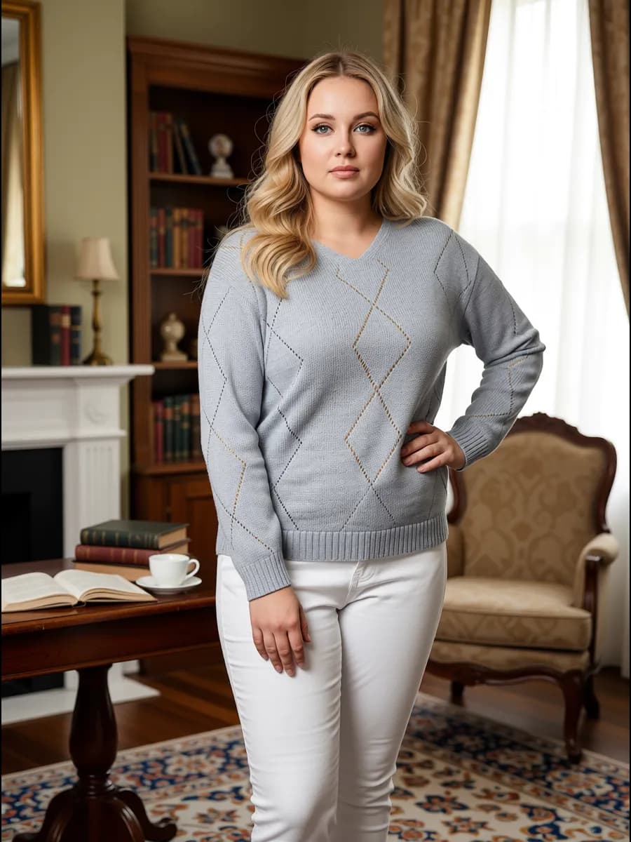 Пуловер тонкий модный Джемпер вязаный - фото 1