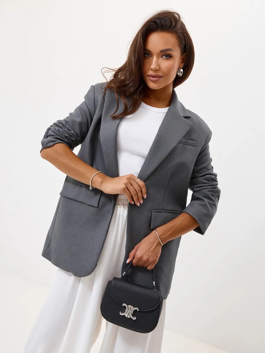 Пиджак с мужского плеча оверсайз удлиненный