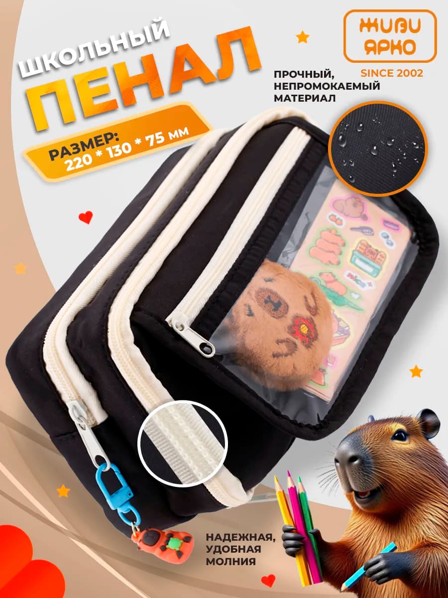 Пенал школьный подростковый на молнии