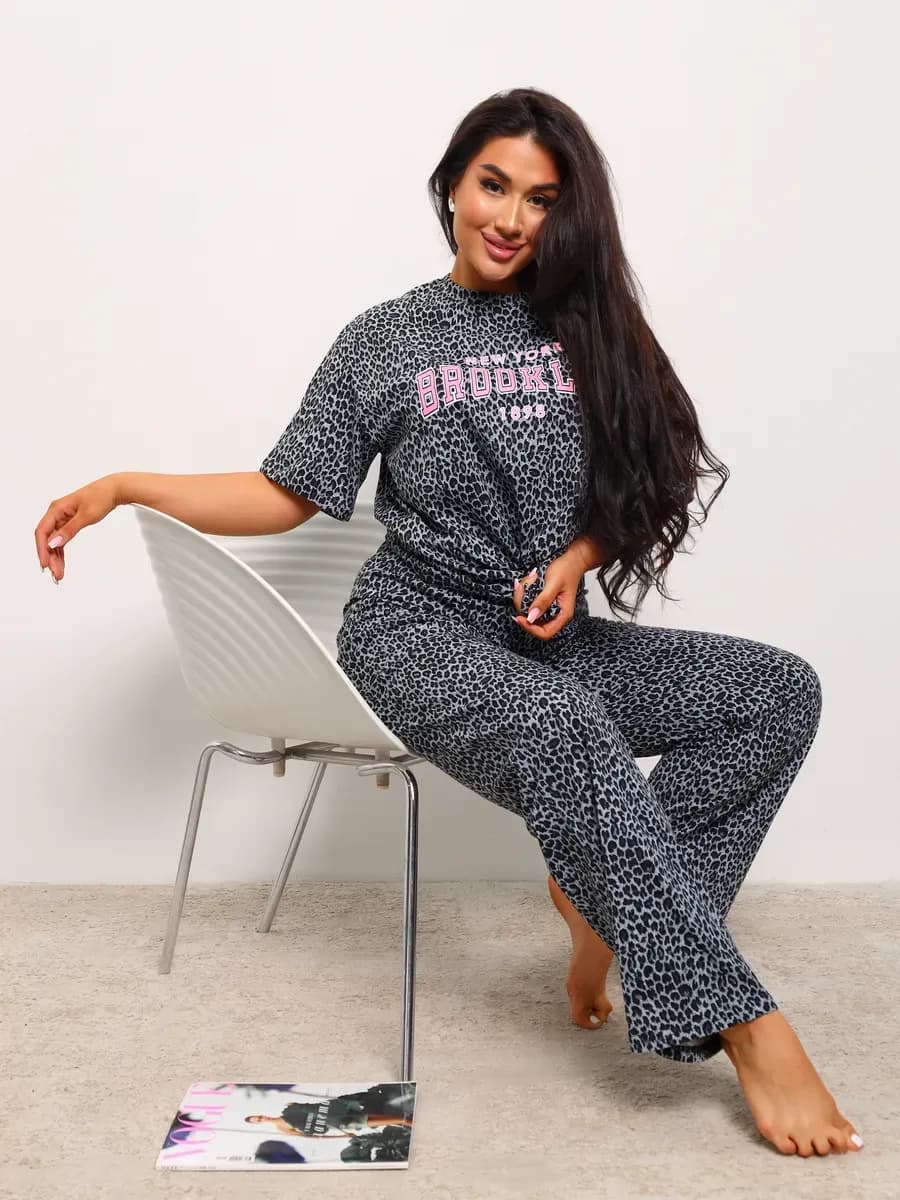 Костюм домашний со штанами больших размеров хлопок