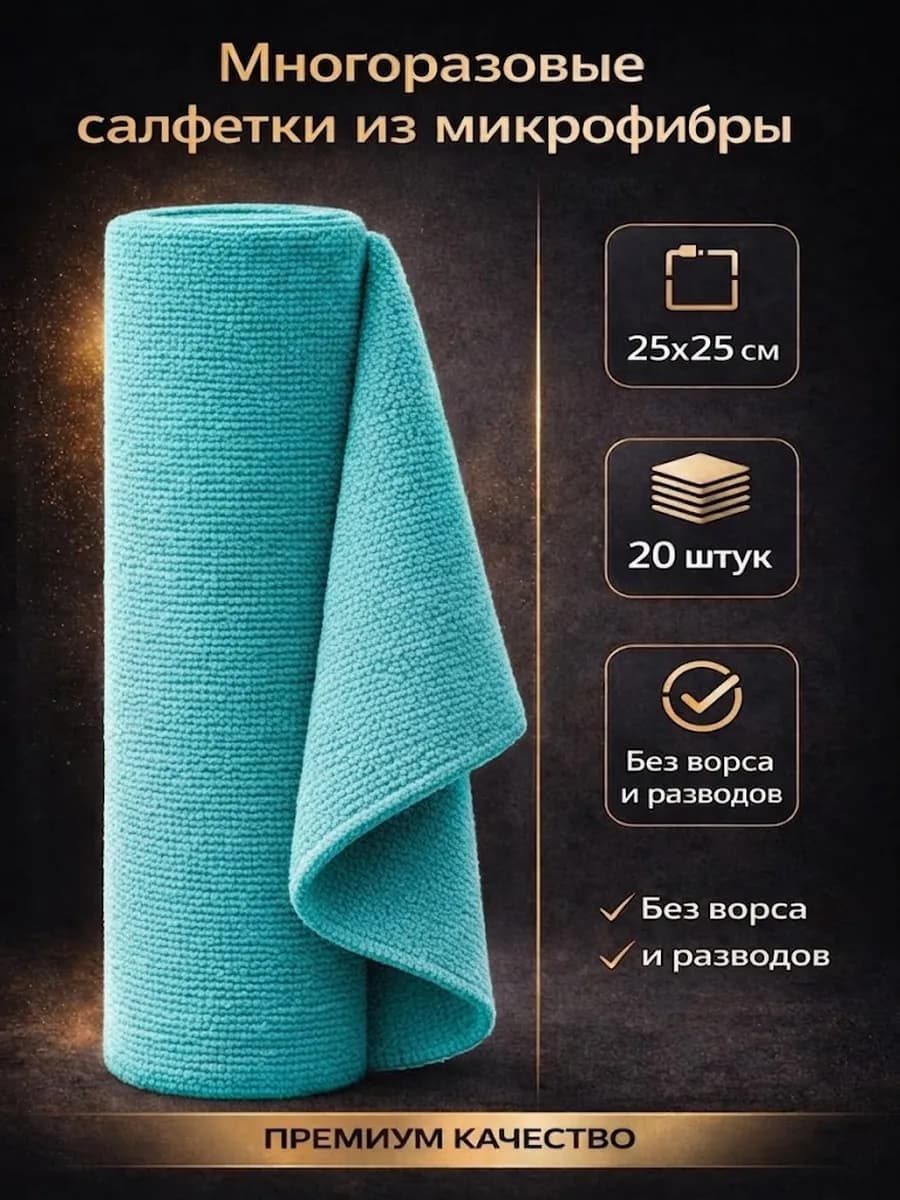 Салфетки тряпки для уборки и кухни из микрофибры