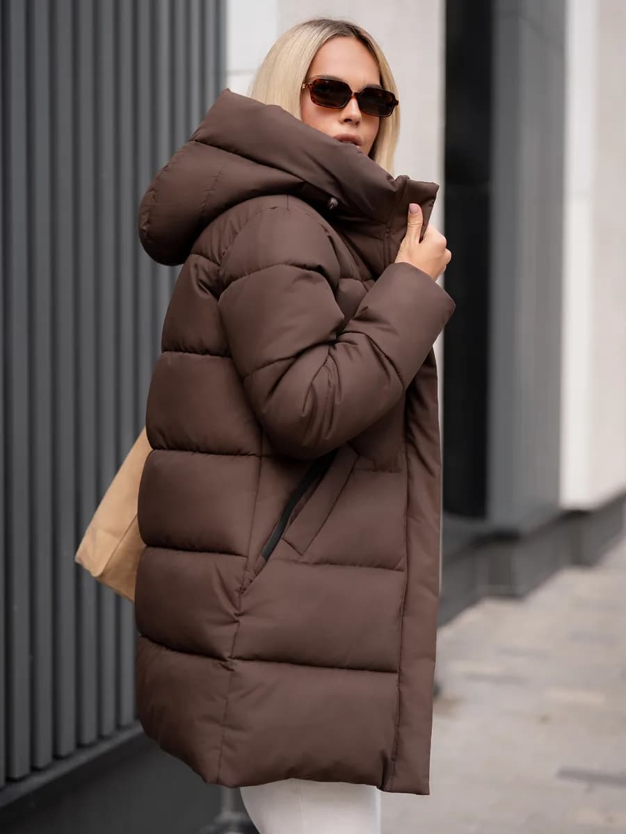 Куртка зимняя с капюшоном больших размеров