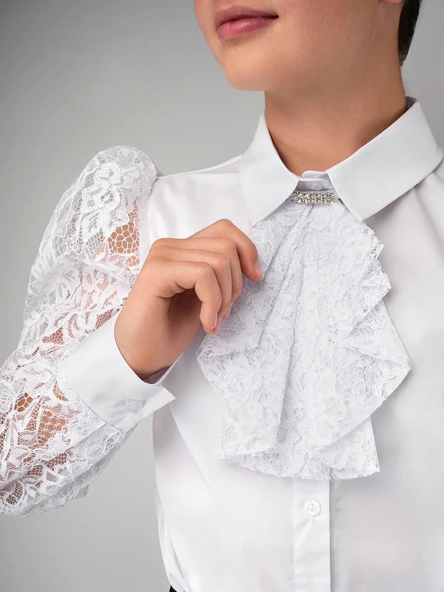 Блузка школьная нарядная с жабо - фото 1