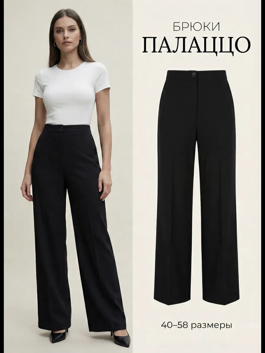 Брюки классические палаццо с высокой посадкой