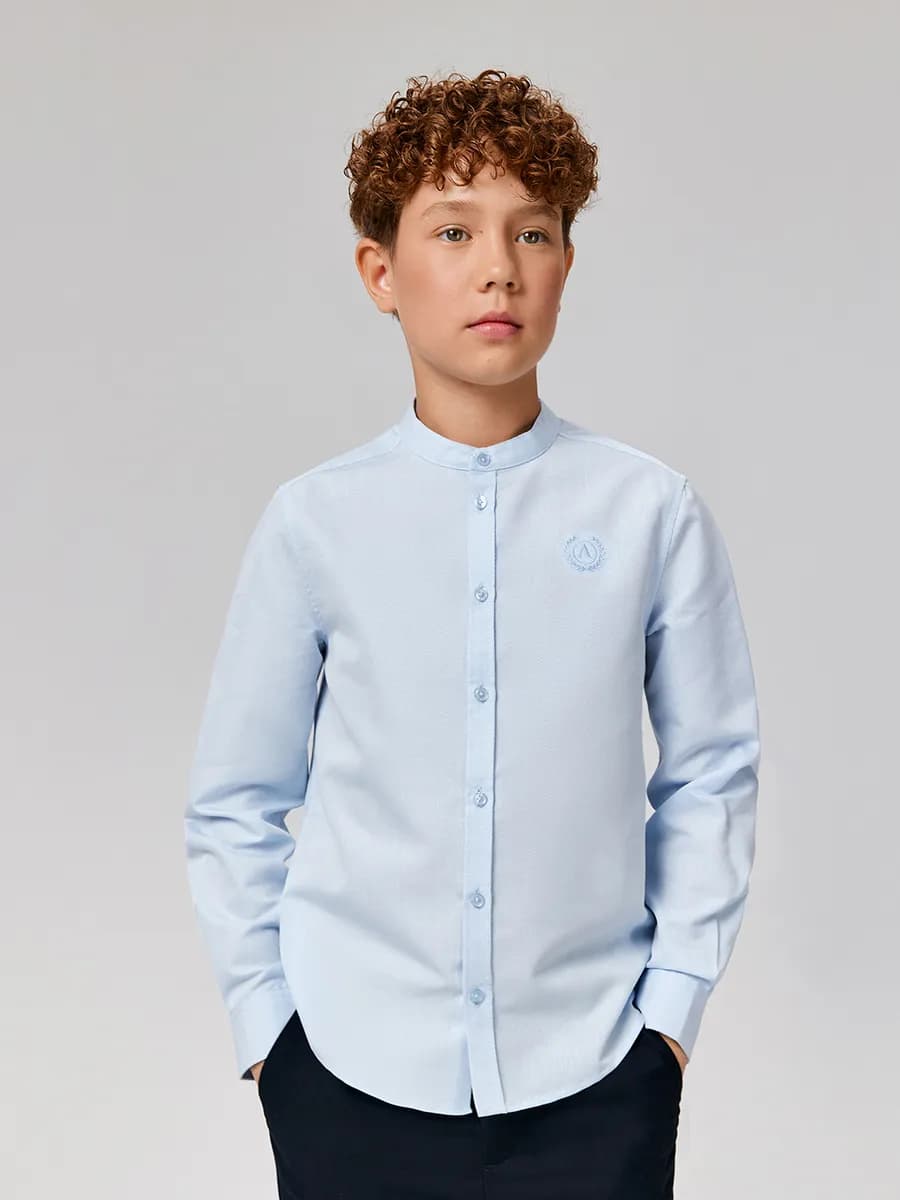 Школьная рубашка с воротником-стойкой