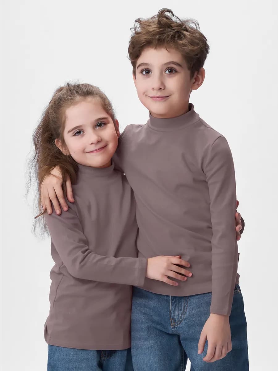 Водолазка для девочки и мальчика детская однотонная - фото 1