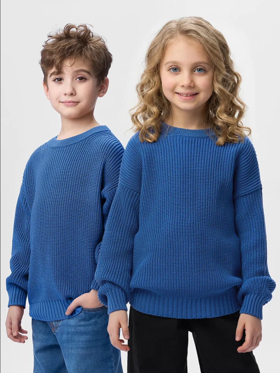 Джемпер для девочки и мальчика вязаный детский оверсайз