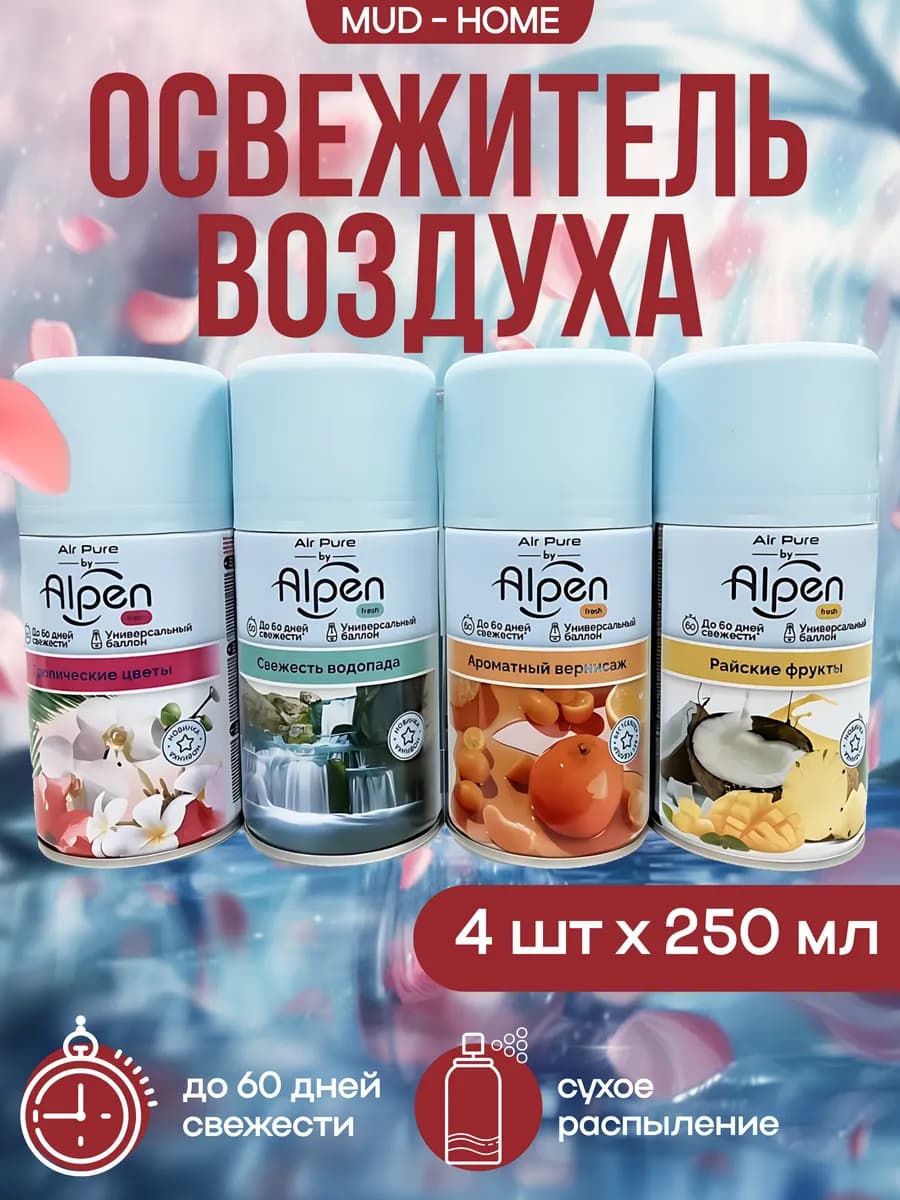 Освежителя воздуха сменный баллон 4шт по 250мл