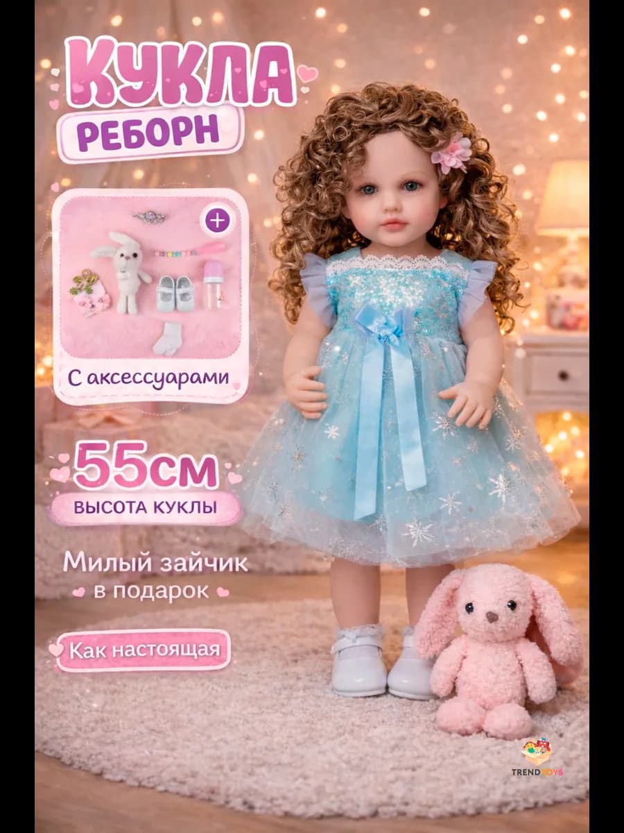 Кукла пупс реборн с аксессуарами - фото 1