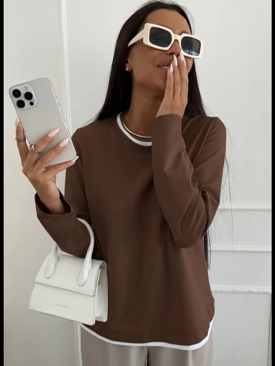 Лонгслив хлопковый двойной кофта