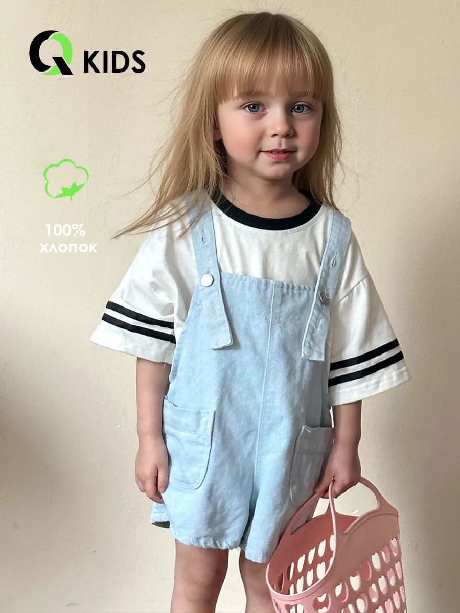 Детские джинсовые шорты-полукомбинезон