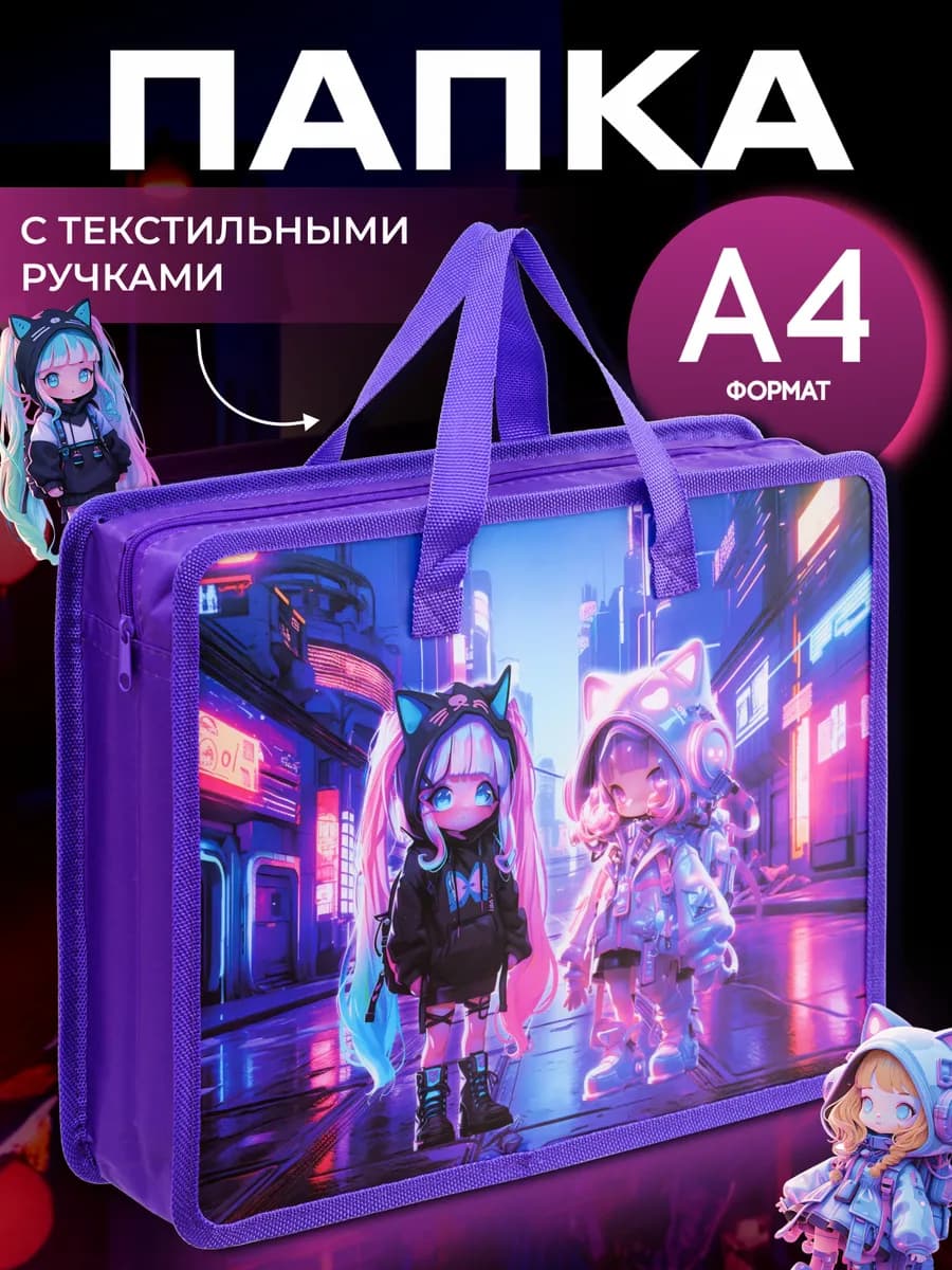 Папка для тетрадей и труда А4 с ручками школьная