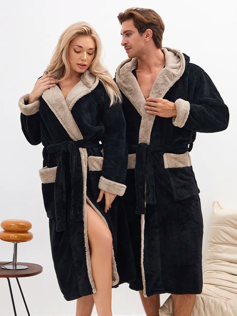 халат махровый банный с капюшоном для дома теплый