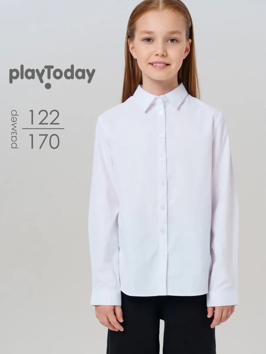 Блузка белая рубашка школьная базовая для подростка