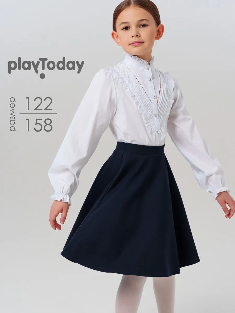 Белая школьная блузка нарядная рубашка на кнопках