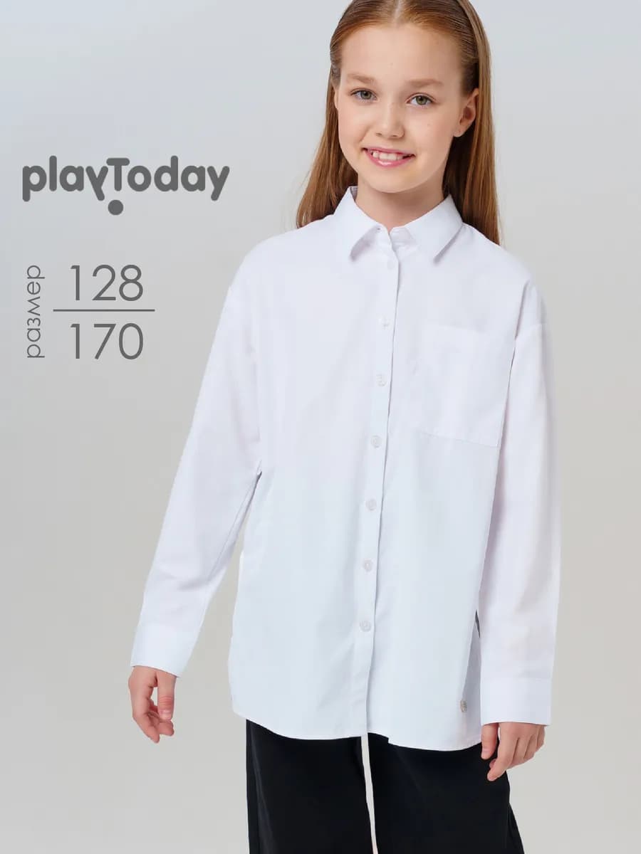 Рубашка подростковая школьная оверсайз свободная блузка - фото 1