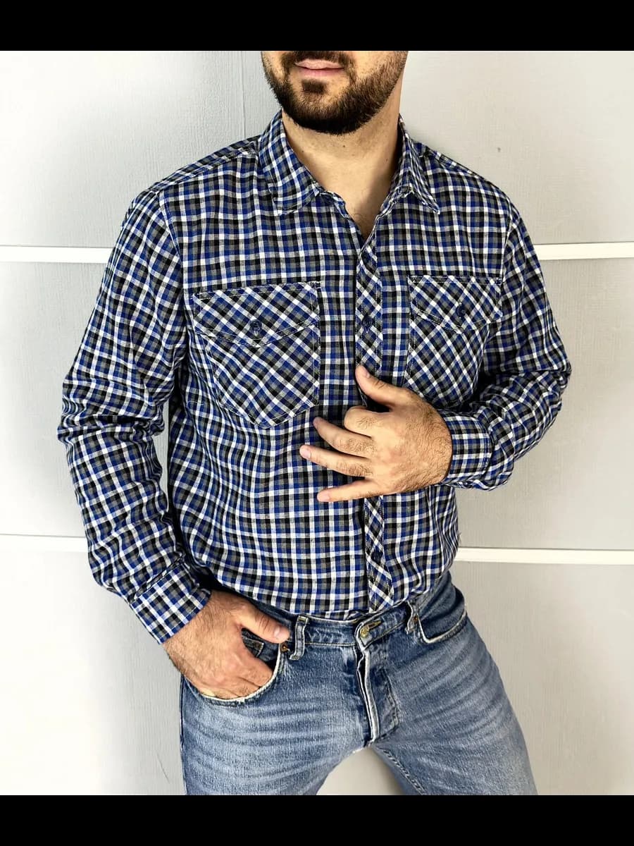 Рубашка в клетку с длинным рукавом