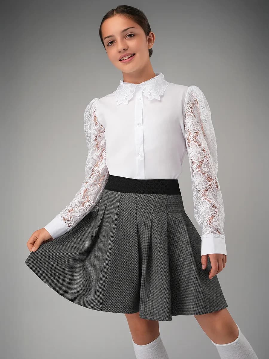 Рубашка школьная детская с кружевом