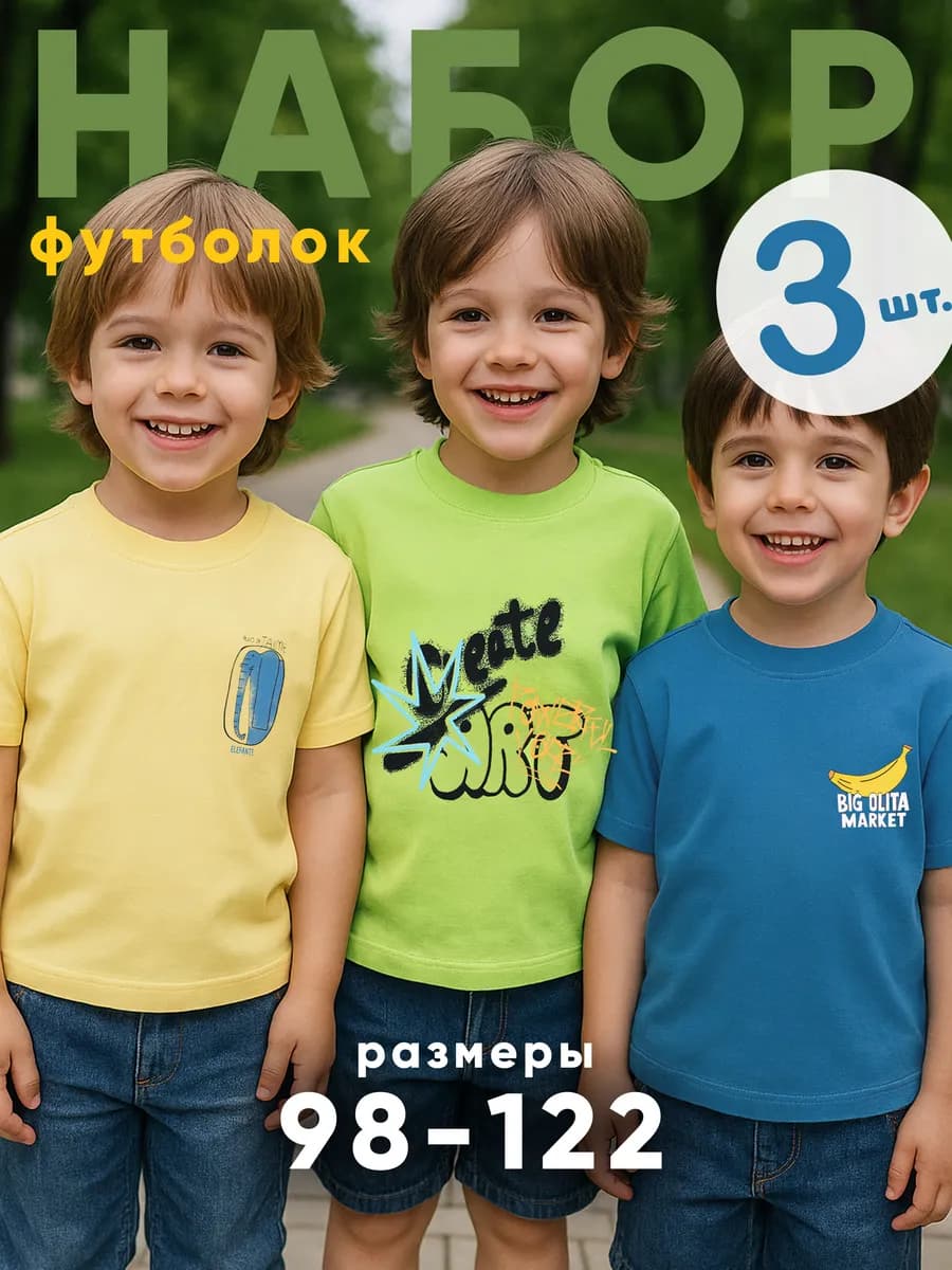 Набор футболок для мальчика с принтом
