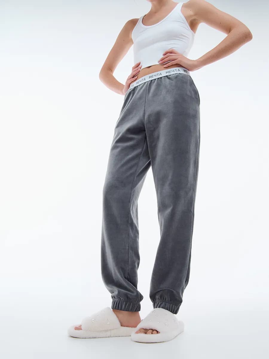 Домашние велюровые брюки джоггеры
